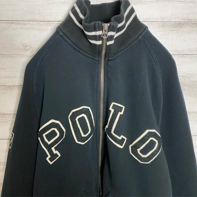 POLO RALPH LAUREN(ポロラルフローレン)の【希少デザイン】ポロラルフローレンデカロゴリブラインスウェットスタジャン入手困難 メンズのトップス(スウェット)の商品写真