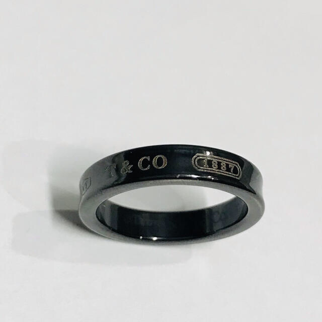 R002Tiffany ティファニー リング メンズ #12 ブラック×チタン