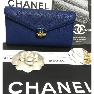 シャネル(CHANEL)の澪音様専用♡限定ココ★美品 シャネル キャビアスキン フラップ 長財布  正規品(財布)