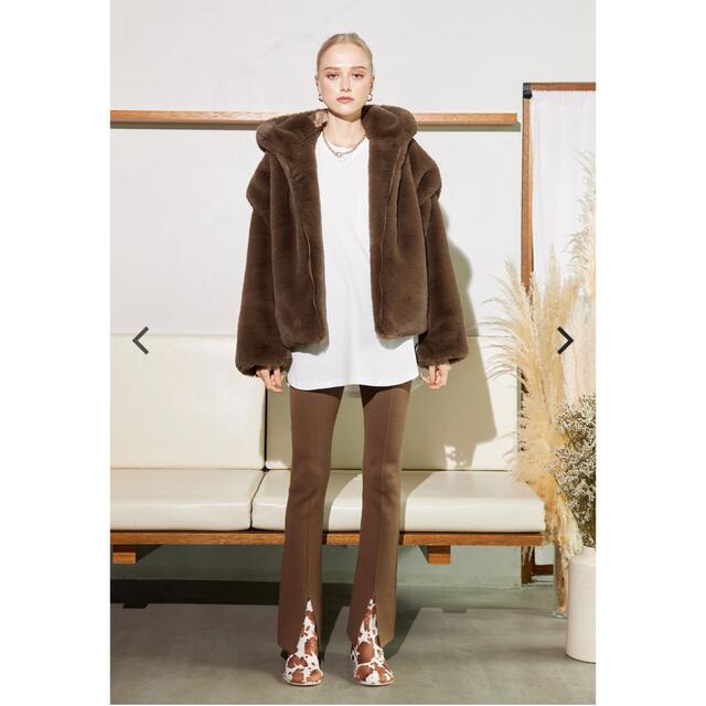 ALEXIA STAM(アリシアスタン)のALEXIASTAM Eco Fur Hooded Jacket レディースのジャケット/アウター(毛皮/ファーコート)の商品写真