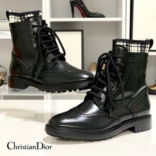 クリスチャンディオール(Christian Dior)の3335 クリスチャンディオール レザー レースアップ ショートブーツ ブラック(ブーツ)