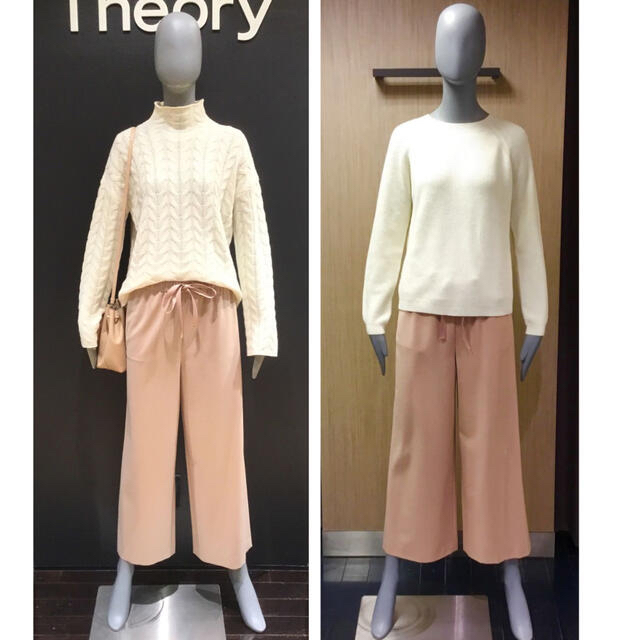 theory LIGHT SAXONY ワイドクロップドパンツ ピンク 9号 - クロップド