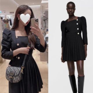 ザラ(ZARA)のZARA ボックスプリーツブレザースタイルワンピース(ミニワンピース)