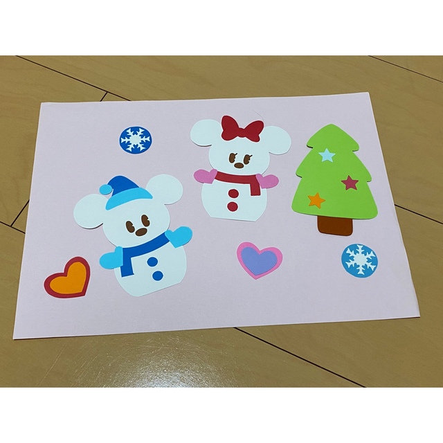 壁面 窓面 黒板飾り 装飾 ミッキー ゆきだるま スノーマン クリスマス ハンドメイドの素材/材料(型紙/パターン)の商品写真