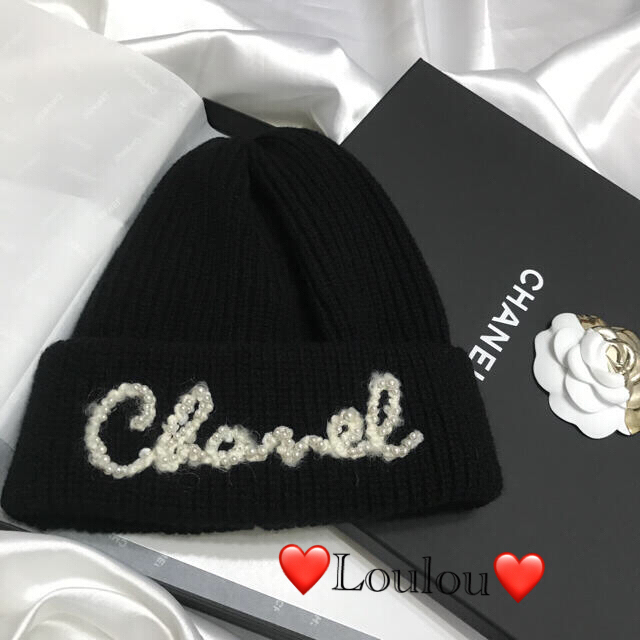 CHANEL ニット帽 ビーニー 黒 ブラック 正規品