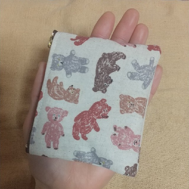 ☆売り切りセール☆ ハンドメイド【ミニポーチ】くまくま☆手書き風くまちゃん☆ ハンドメイドのファッション小物(ポーチ)の商品写真