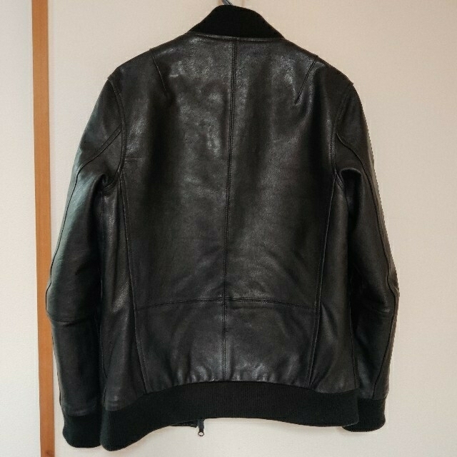 Vertex&Co ゴートレザー MA-1タイプシングルライダースジャケット 黒 メンズのジャケット/アウター(ライダースジャケット)の商品写真