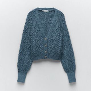 ザラ(ZARA)のZARA CABLE KNIT CARDIGAN /BLU(カーディガン)