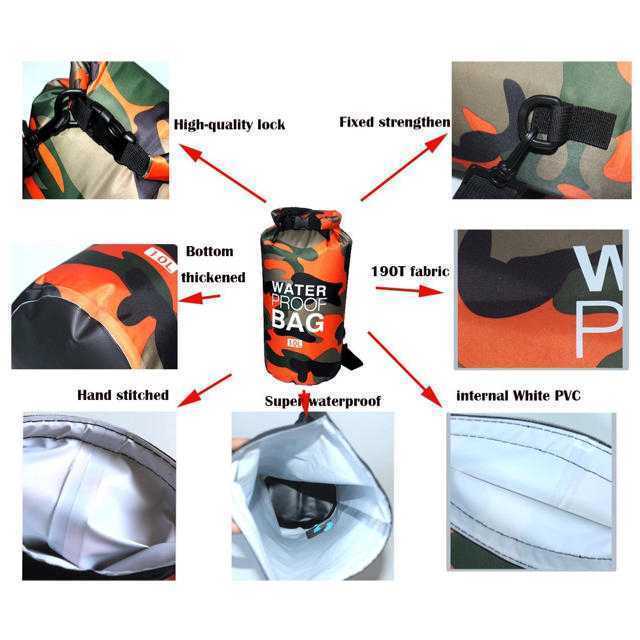 防水ショルダーバッグ オレンジ×迷彩 10L【062】 メンズのバッグ(ショルダーバッグ)の商品写真