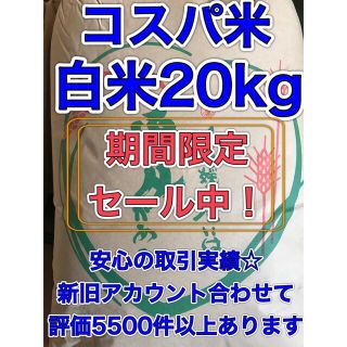 【数量限定】大特価セール！コスパ米20kg(5kg×4袋) 新米(米/穀物)