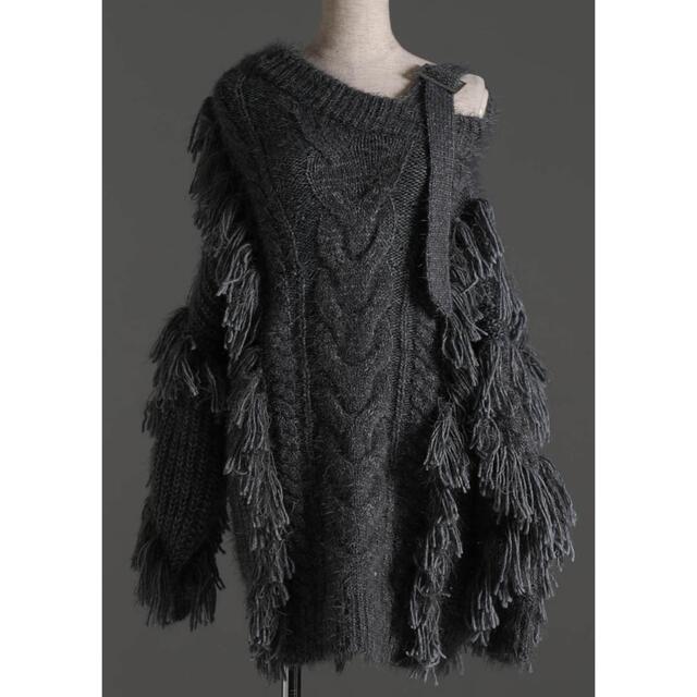 riu Shoulder belt fringe knit レディースのトップス(ニット/セーター)の商品写真