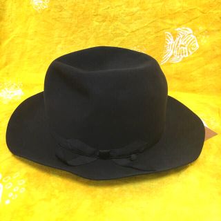 ボルサリーノ(Borsalino)のステットソン　ビーバーフェルトハット　黒　サイズ58(ハット)