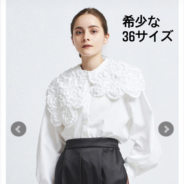 セールの時期 yori 2021summer 襟付きフリルノースリーブ ネイビー 36