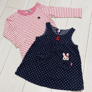 ミキハウス(mikihouse)の美品！MIKIHOUSEセット　ロンT&チュニック(Tシャツ/カットソー)