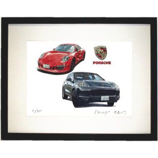 ポルシェ(Porsche)のGC-2060ポルシェ911-GTS/カイエン限定版画サイン額装作家平右ヱ門(版画)