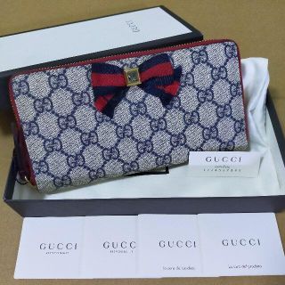 グッチ(Gucci)の【希少商品】 グッチ GGスプリーム ラウンドファスナー 長財布 リボン(トートバッグ)