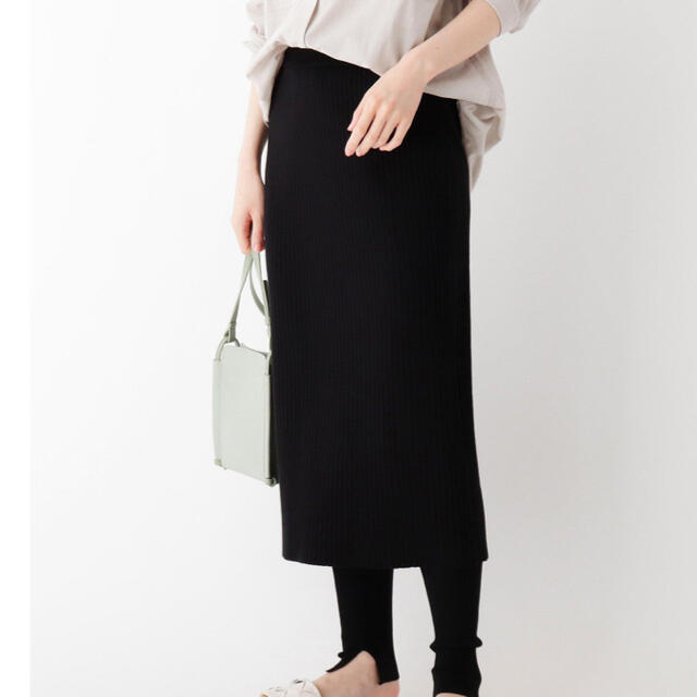 OPAQUE.CLIP(オペークドットクリップ)のリブニットレイヤードスカートパンツ レディースのスカート(ロングスカート)の商品写真