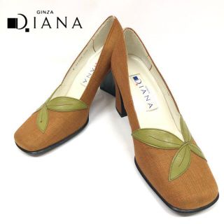 ダイアナ(DIANA)のDIANA ダイアナ キャンバス オレンジ系 グリーン パンプス 22.5cm(ハイヒール/パンプス)