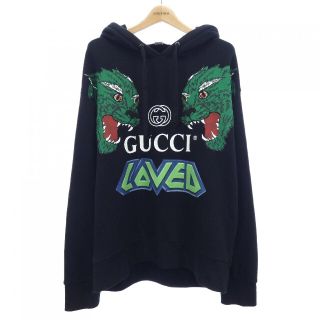 グッチ(Gucci)のGUCCI　グッチ タイガー LOVED プリント パーカー ブラック(パーカー)