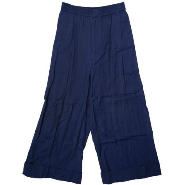 TOGA PULLA トーガ プルラ 19AW 日本製 RAYON GABARDINE WIDE PANTS メタルバックルベルト付き レーヨンギャバジンワイドパンツ TP92-FF229 36 ネイビー ARCHIVES イージー ボトムス【TOGA PULLA】