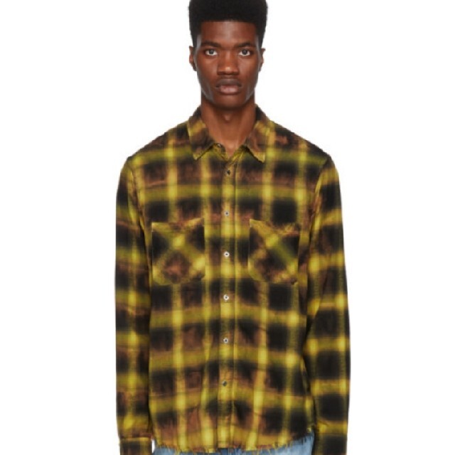 AMIRI アミリ tie dye plaid yellow タイダイ チェック - シャツ