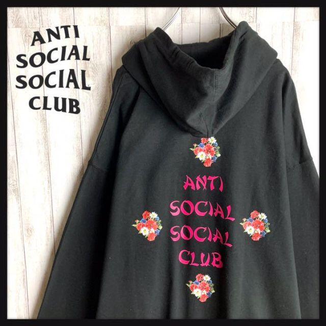 希少デザイン】ASSC☆バックプリント パーカー 裏起毛 花柄 入手困難 レア-