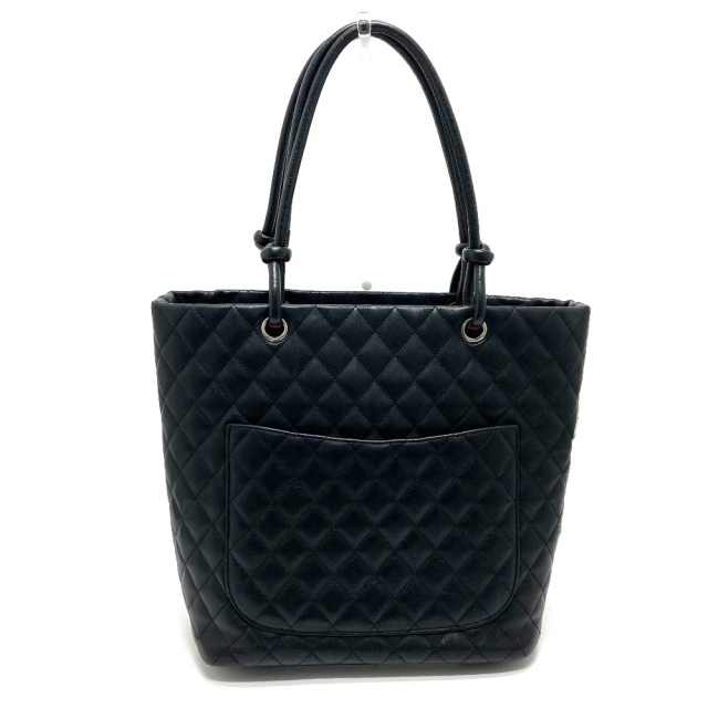 シャネル CHANEL ミディアムラージ カンボンライン ココマーク ショルダーバッグ トートバッグ レザー ブラック×ホワイト