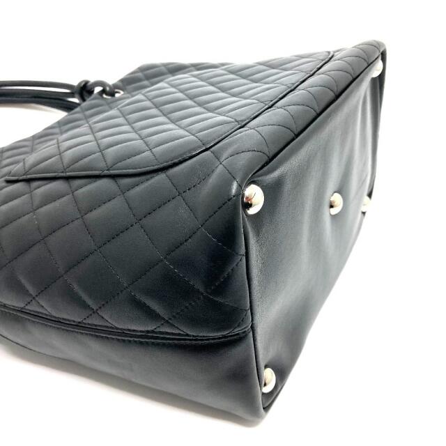 シャネル CHANEL ミディアムラージ カンボンライン ココマーク ショルダーバッグ トートバッグ レザー ブラック×ホワイト