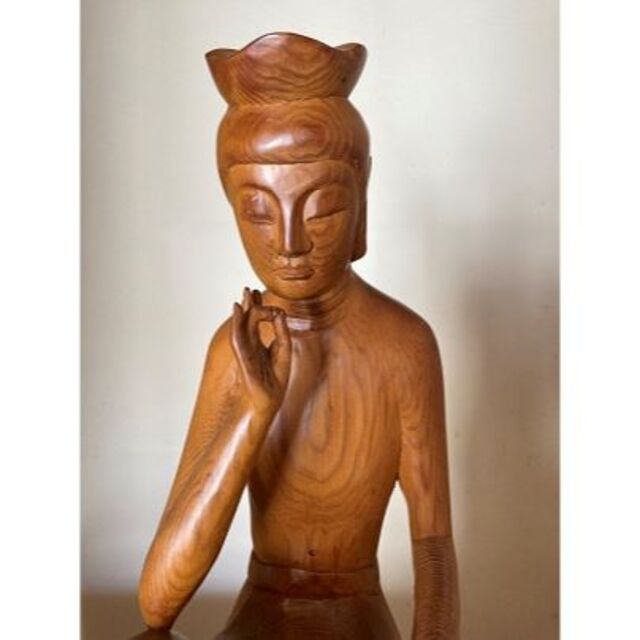 弥勒菩薩 仏像 桧木製 41cm 再度大幅値下げしました エンタメ/ホビーの美術品/アンティーク(彫刻/オブジェ)の商品写真
