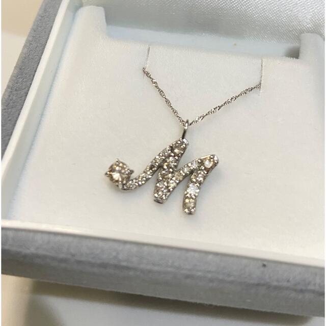 Pt900/D 0.50ct プラチナ ダイヤ ネックレス イニシャル M