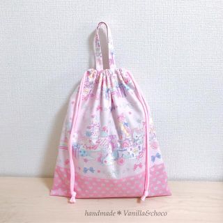 ユニコーン&スイーツ♡ピンク×ハート 体操着袋(外出用品)