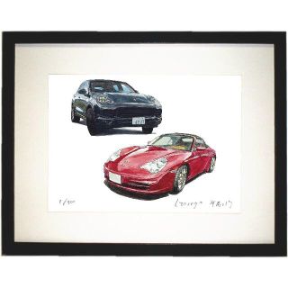 ポルシェ(Porsche)のGC-2075ポルシェカイエン/911 GT3限定版画サイン額装作家平右ヱ門(版画)