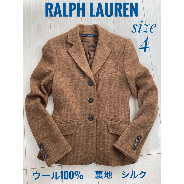 Ralph Lauren(ラルフローレン)のRALPH LAUREN テーラードウールジャケット　3B ブラウン　サイズ4 レディースのジャケット/アウター(テーラードジャケット)の商品写真