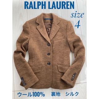 ラルフローレン(Ralph Lauren)のRALPH LAUREN テーラードウールジャケット　3B ブラウン　サイズ4(テーラードジャケット)