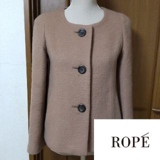 ロペ(ROPE’)のROPE ロペ アンゴラ 混 ウール ノーカラージャケット コート ショート 7(ノーカラージャケット)