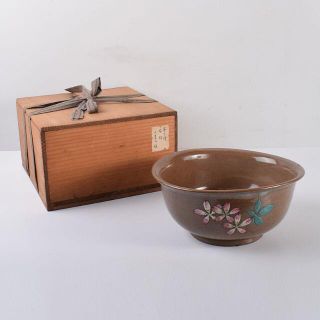 通常在庫品 萬古焼 悦楽庵 洞永造 赤絵 竹文 菓子器 共箱 M 3786