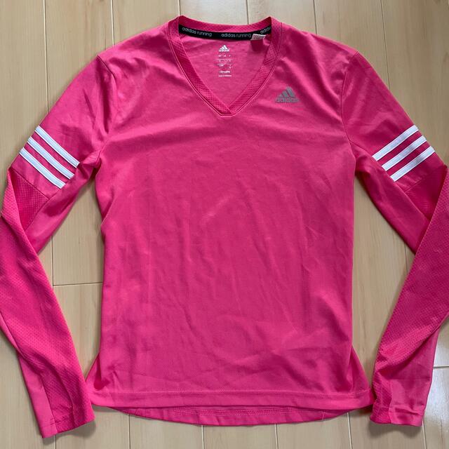 adidas(アディダス)の※（美品）アディダスレディース長袖Tシャツ ピンク色  Mサイズ レディースのトップス(Tシャツ(長袖/七分))の商品写真