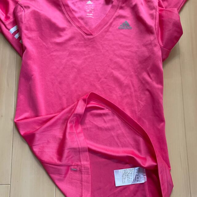 adidas(アディダス)の※（美品）アディダスレディース長袖Tシャツ ピンク色  Mサイズ レディースのトップス(Tシャツ(長袖/七分))の商品写真