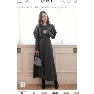 グレイル(GRL)のグレイル　　ベルト付きパワショルニットワンピース[mb1267](ロングワンピース/マキシワンピース)