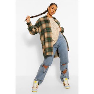 ブーフー(boohoo)の【新品タグ付】UK個人輸入boohoo グリーンチェックシャケット シャツ(シャツ/ブラウス(長袖/七分))