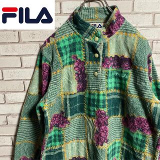 フィラ(FILA)の90s 古着 フィラ 刺繍ロゴ ハーフジップ スナップボタン ビッグシルエット(ブルゾン)