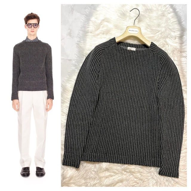 激安特価   - Balenciaga 本物 灰 黒 S セーター ローゲージニット バレンシアガ コレクションモデル ニット+セーター