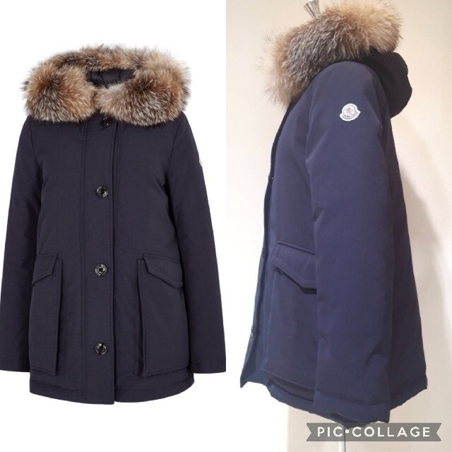 稀少 MONCLER COURVITE フォックスファーダウンコート ネイビー1 超歓迎 MONCLER★ダウンコート モンクレール courvite コーベット ダウンジャケット