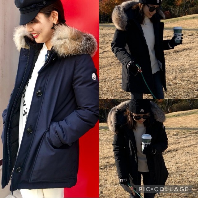 稀少 MONCLER COURVITE フォックスファーダウンコート ネイビー1 超歓迎 MONCLER★ダウンコート モンクレール courvite コーベット ダウンジャケット