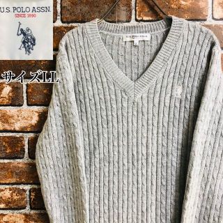 ラルフローレン(Ralph Lauren)の【レア】ユーエスポロアッスン　ケーブルニットセーター　グレーゆるだぼ サイズLL(ニット/セーター)