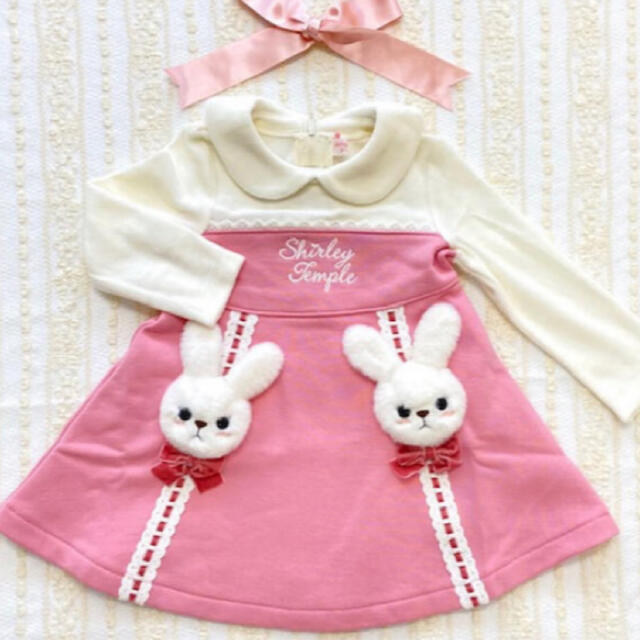 うさぎワンピース/シャーリーテンプルキッズ服女の子用(90cm~)