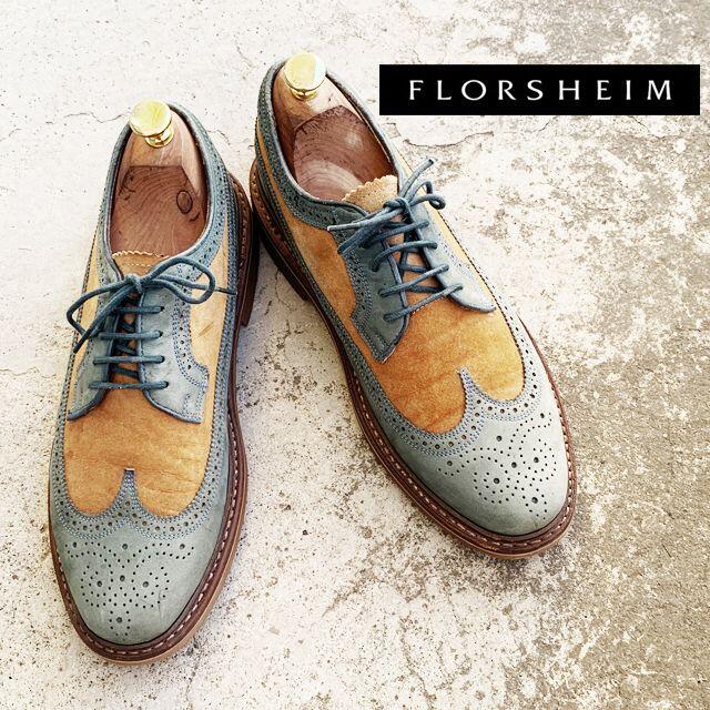 FLORSHEIM フローシャイム　革靴　レザー　スウェード　ウイングチップ メンズの靴/シューズ(ドレス/ビジネス)の商品写真