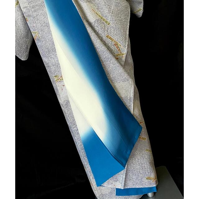 〈ブルーグレーの古典柄の小紋〉SALE 使える着物　未使用近い　トール　送料無料 レディースの水着/浴衣(着物)の商品写真