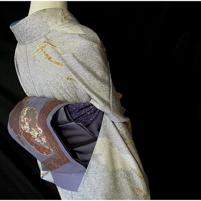 〈ブルーグレーの古典柄の小紋〉SALE 使える着物　未使用近い　トール　送料無料 レディースの水着/浴衣(着物)の商品写真
