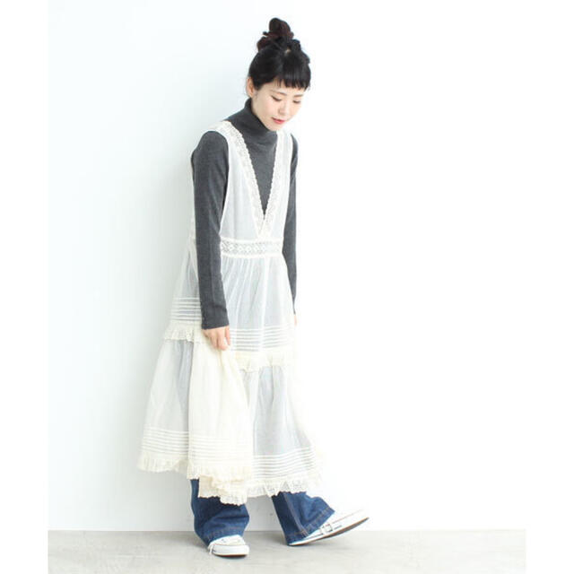 Dot&Stripes CHILDWOMAN(ドットアンドストライプスチャイルドウーマン)のドットアンドストライプス コットンメッシュ ピンタックレースノースリOP レディースのワンピース(ロングワンピース/マキシワンピース)の商品写真